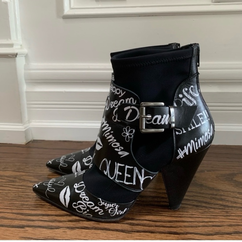 🔥WOW Rare Funky Graffiti leather boots from Mimosa Women's Ankle Boots